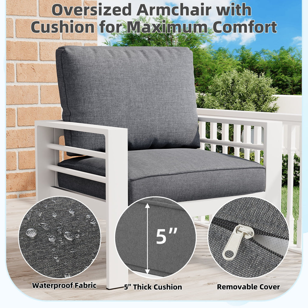 AECOJOY Aluminum Outdoor Furniture Set, 7 Pieces Metal Patio Furniture on sale Outdoor Couch Patio Conversation Set - Light Grey