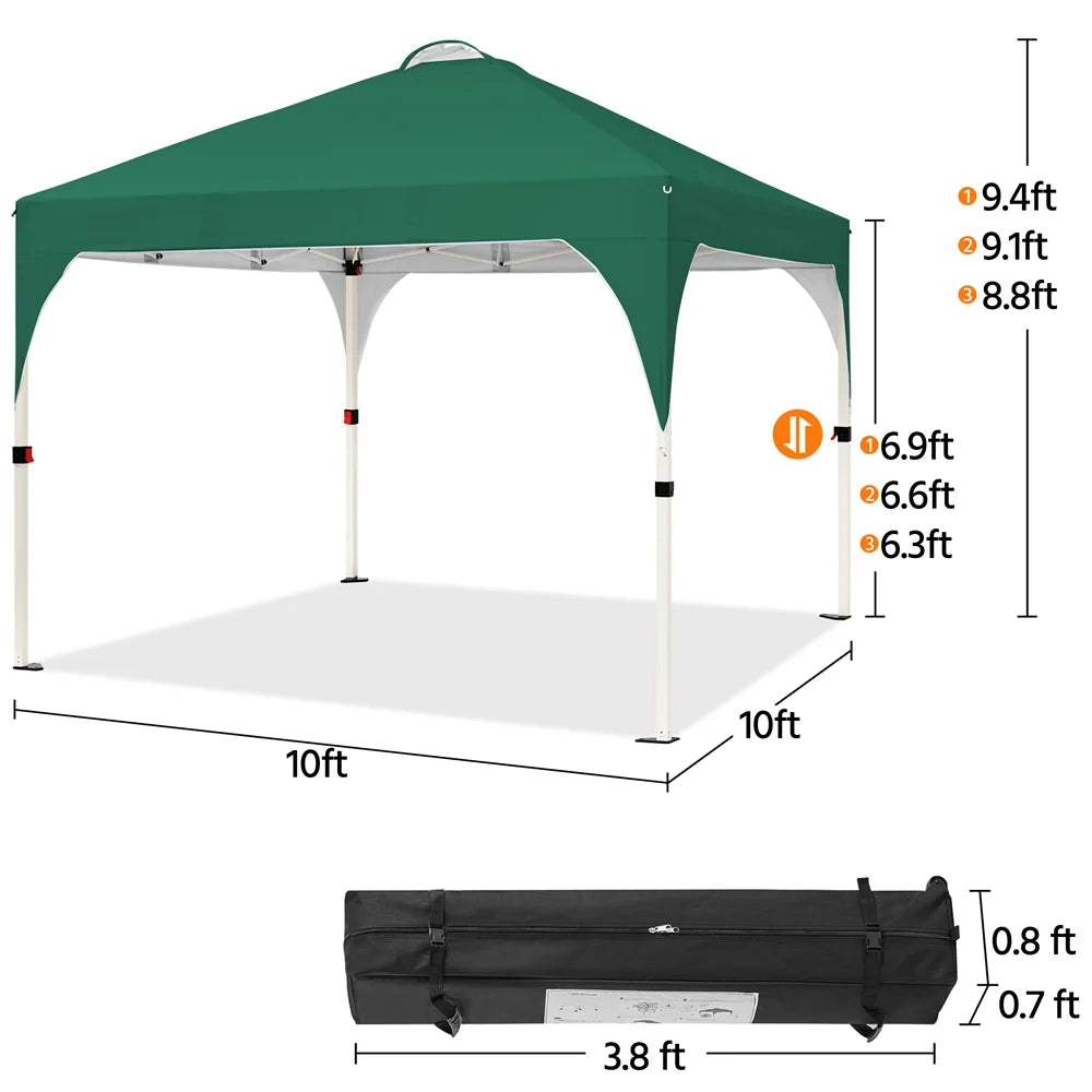 Topeakmart 8x8ft Pop Up Canopy Tent with Adjustable Height and Roller Bag, White