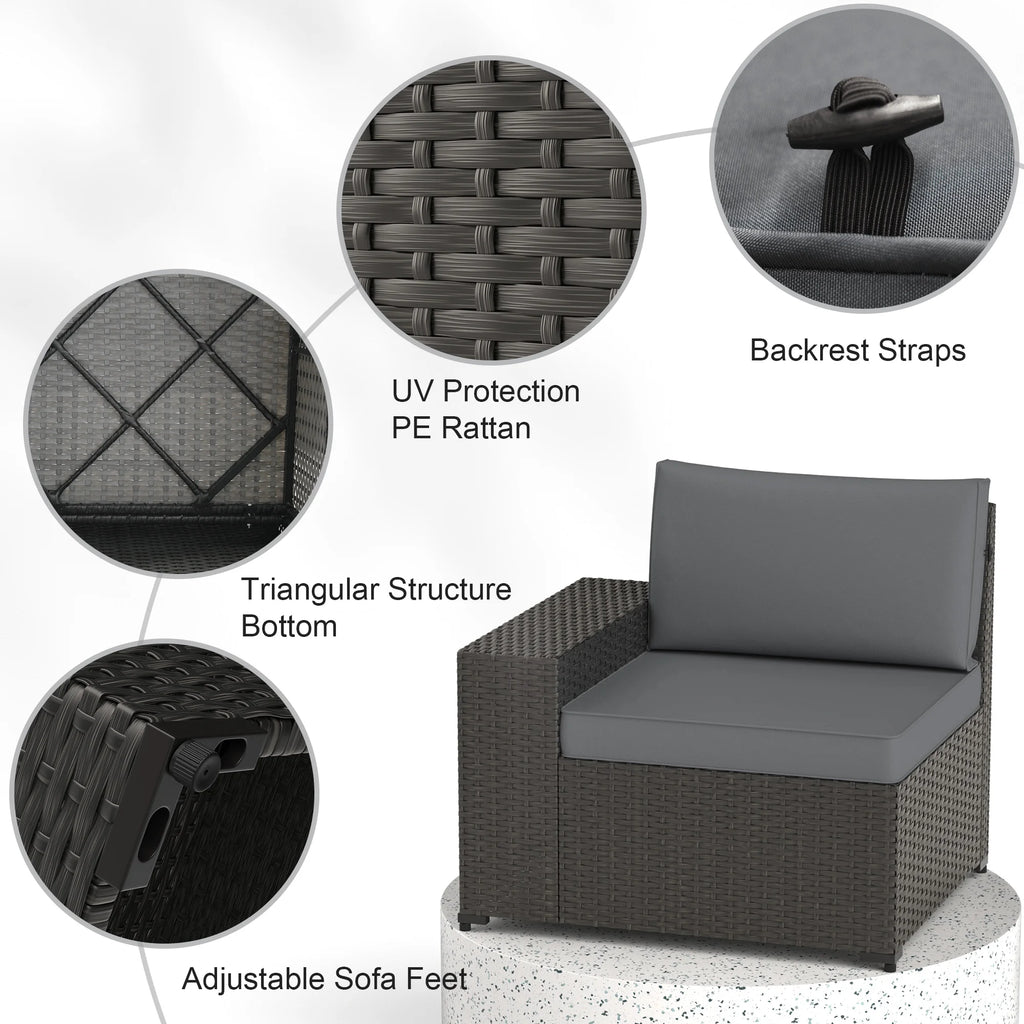 Phonjoroo 13 Pieces Outdoor Patio Furniture Set with 42 Fire Pit Table, Rattan Patio Sectional Sofa Conversation Set w/ 50000 BTU Propane Fire Pit and Coffee Table for Garden, Backyard