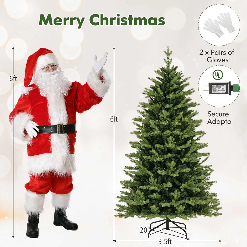 Costway 5 FT Pre-Lit Christmas Tree Hinged with 250 Multi-color Lights & 844 Branch Tips