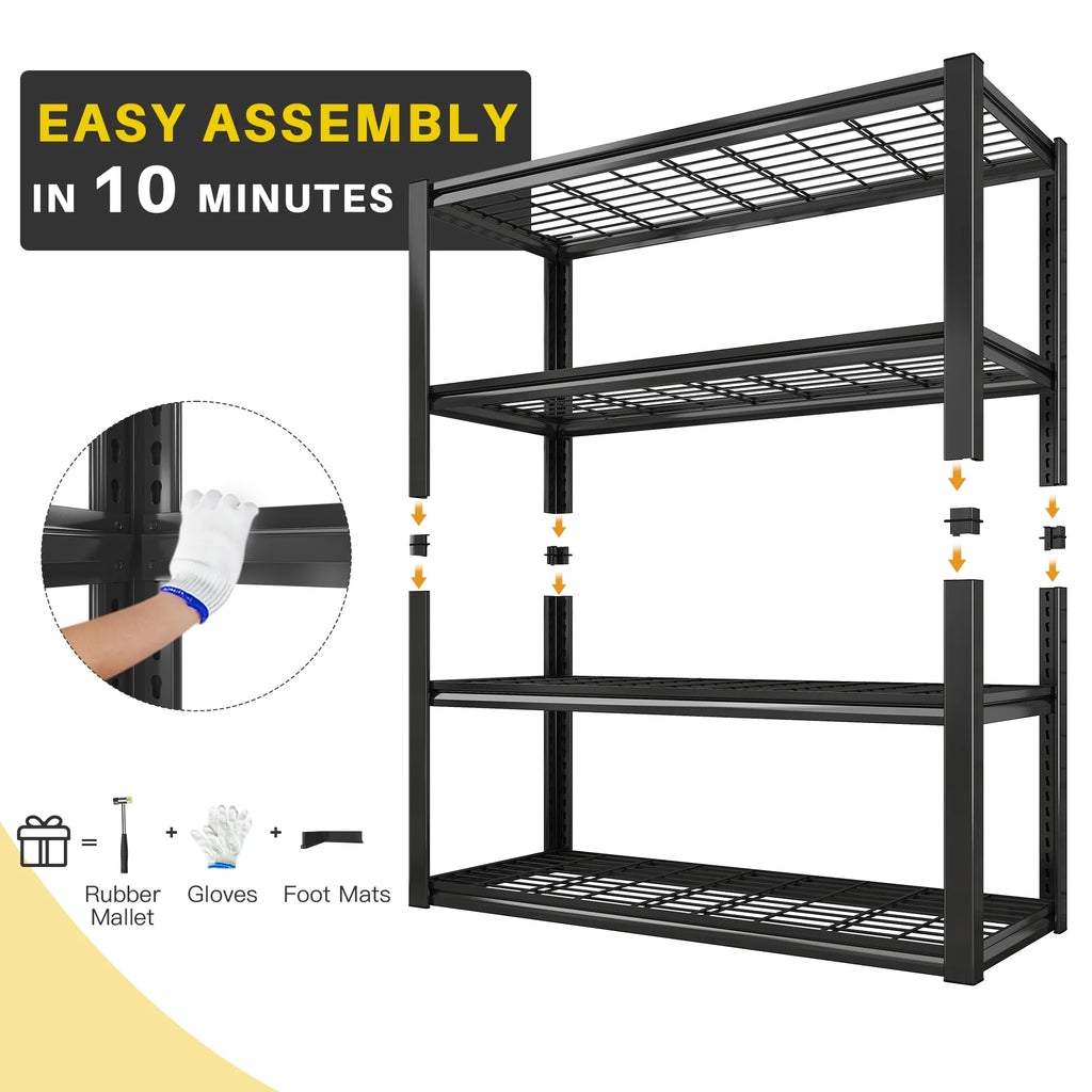 REIBII 2200LBS Garage Shelving Units Heavy Duty  Adjustable Metal Shelving 4 Tier Storage Shelves,39.4" W x 19.7" D x 59.9H