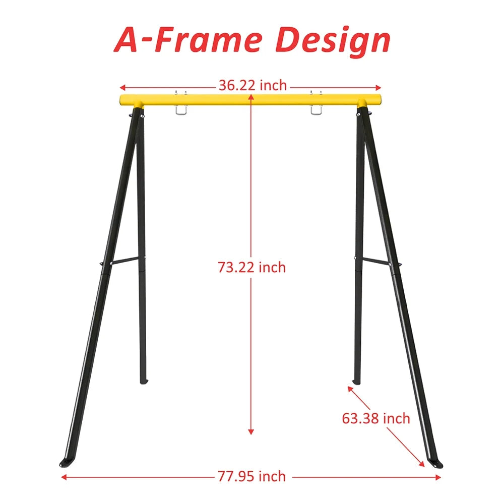 IVV Swing Stand for Porch, Outdoor Heavy Duty Swing Frame, Steel Metal Frame with 4 Ground Pegs, 73" Height Holds Up to 550lbs, Red (Swing NOT Included)