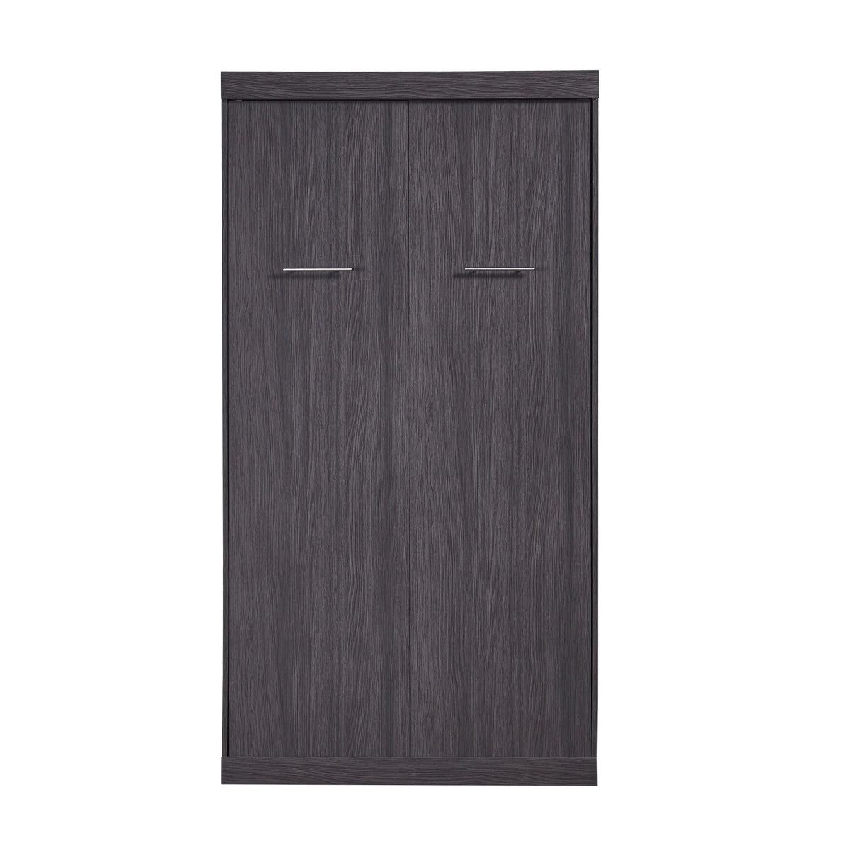 Euroco Wood Full Size Murphy Wall Bed with Wardrobe and Drawers for Living Room, Moveable Wardrobe and Drawers, Space-Saving & Easy Open and Close for Kids Teens Adults, Gray