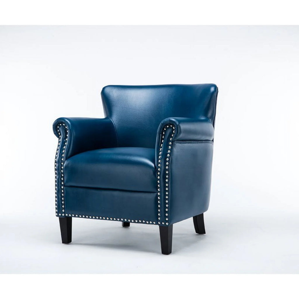 Comfort Pointe Holly Navy Blue Faux Leather Club Chair with Nail Head Trim