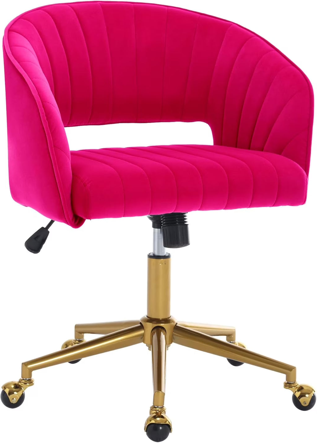 Home Office Swivel Desk Chair, Modern Velvet Vanity Chair, Height Adjustable Armchair with Gold Base, Ergonomic Office Chair for Task Study Computer Room, Beige