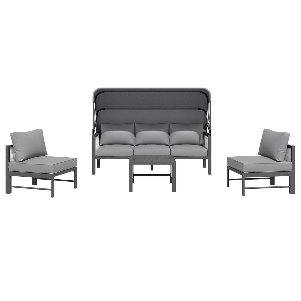 AECOJOY Aluminum Outdoor Furniture Set, 7 Pieces Metal Patio Furniture on sale Outdoor Couch Patio Conversation Set - Light Grey
