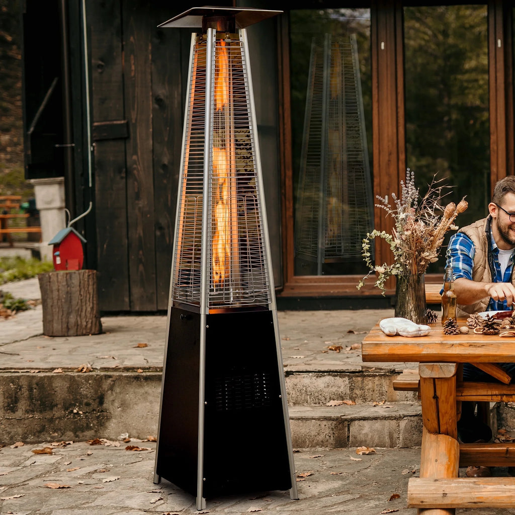 OuterMust Pyramid Patio Heater 48,000 BTU Outdoor  Propane Heater with Wheels,Black