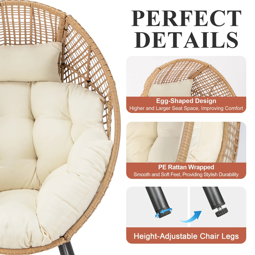 RADIATA 6-Piece Boho Patio Furniture Set, Outdoor Wicker Sectional Sofa Conversation Set with Ice Bucket & Coffee Table, 500lbs Capacity, Beige