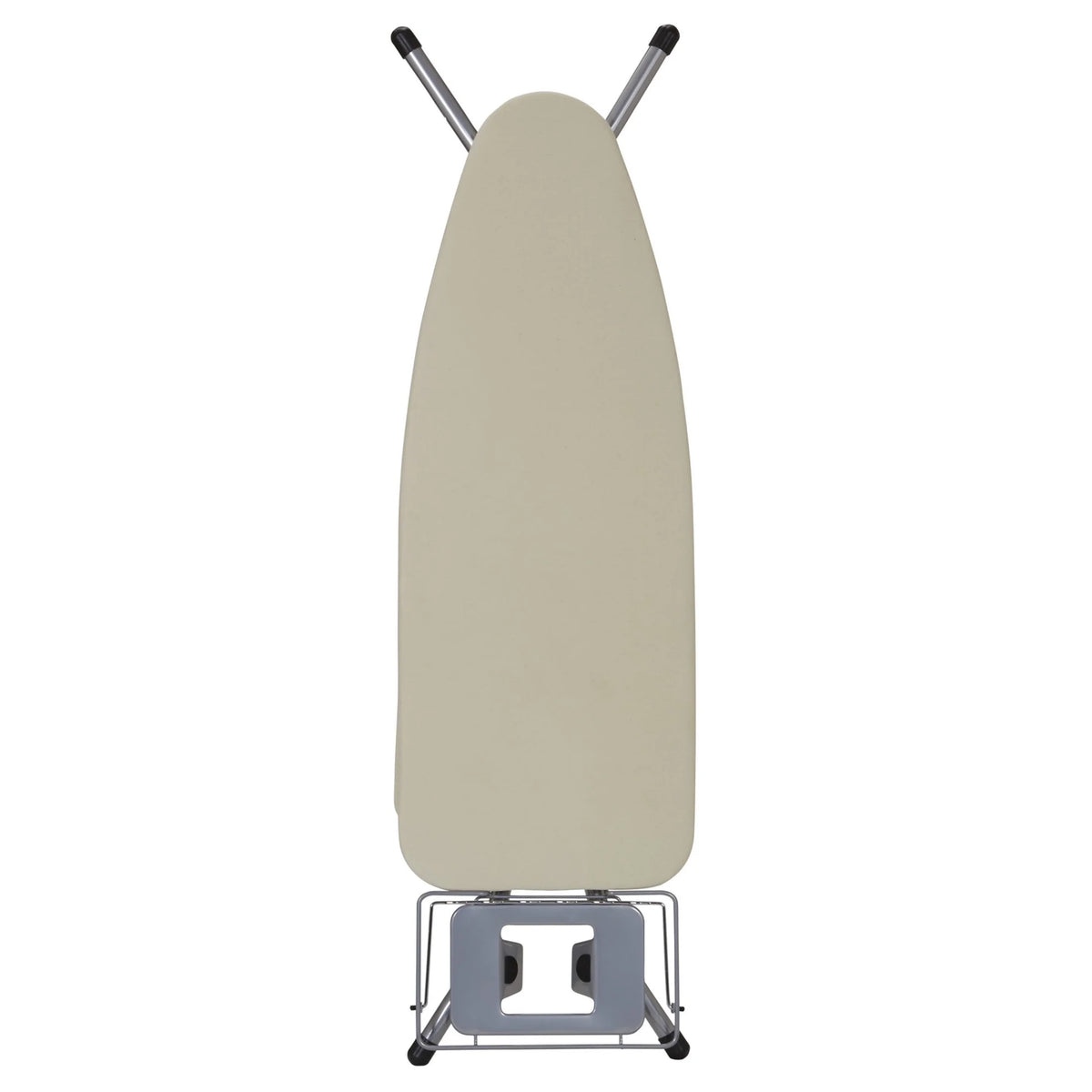 Household Essentials Wide Mega Ironing Board 4-Leg, Steel Top Pressing Station, Heat-Resistant Fiber Pad and Cotton Cover, Includes Sleeve Board and Iron Rest with Hanger Bar, Silver Frame