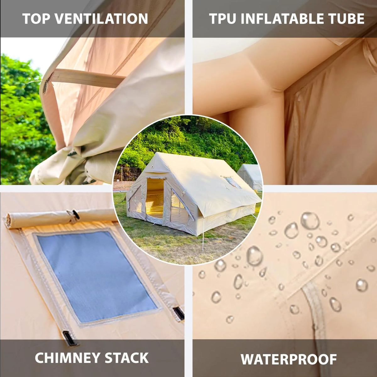 Inflatable Tents for Camping, Large Inflatable Camping Tent with Hand Pump, Easy Setup Tents for 4-6 People, Portable Glamping Tent