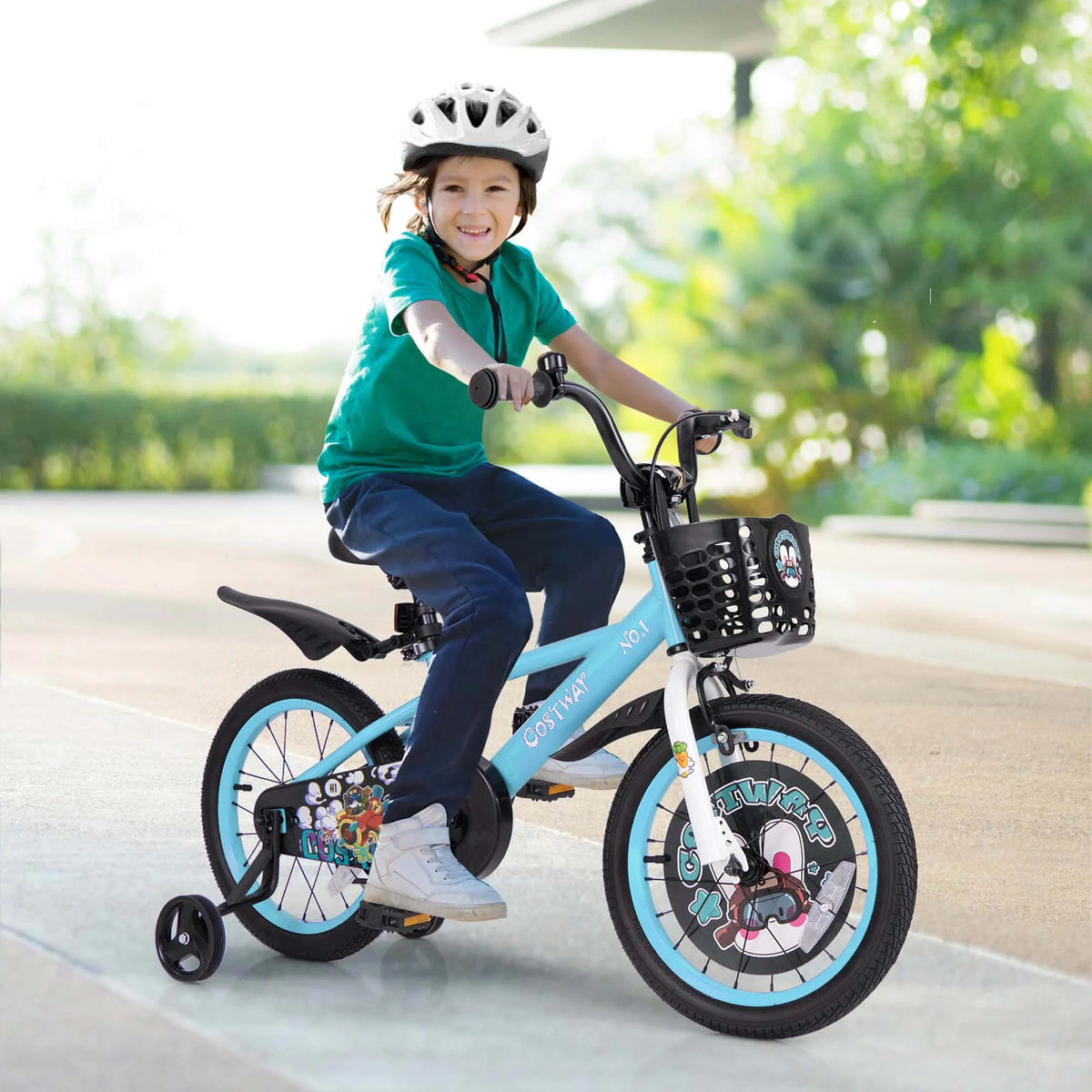 Costway 16" Kid’s Bike for 4-7 with Height-Adjustable Handlebar & Saddle Handbrake Blue