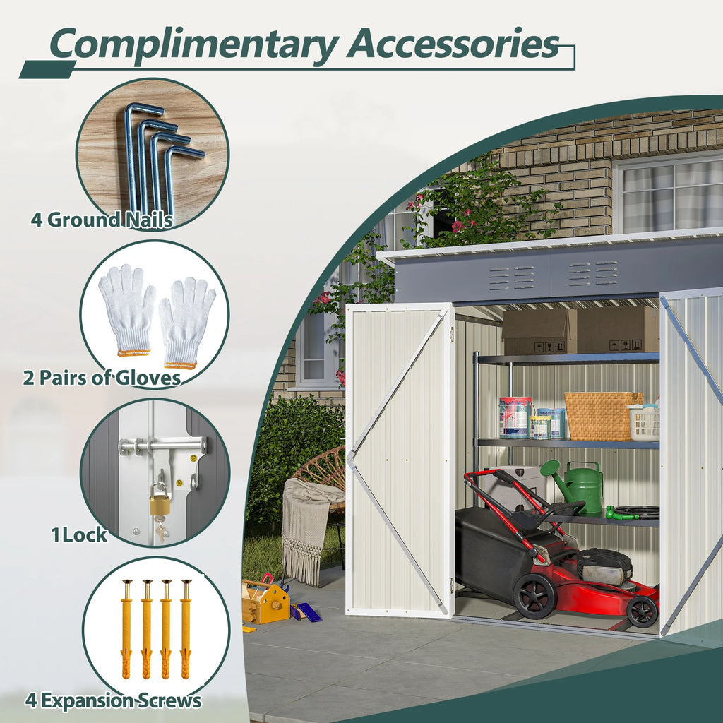 6 x 4 ft Outdoor Storage Shed with Floor Frame, Storage Sheds for Outside with Lockable Door, All Weather Garden Tool Shed with Air Vent for House Backyard Patio Lawn, Black