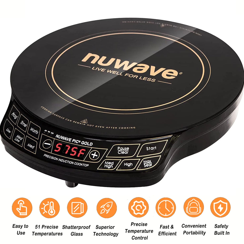 NuWave Electric Double Induction Cooktop 8 Portable Ultrathin with Sensor Touch Precision Induction Cooktop Burner, Home