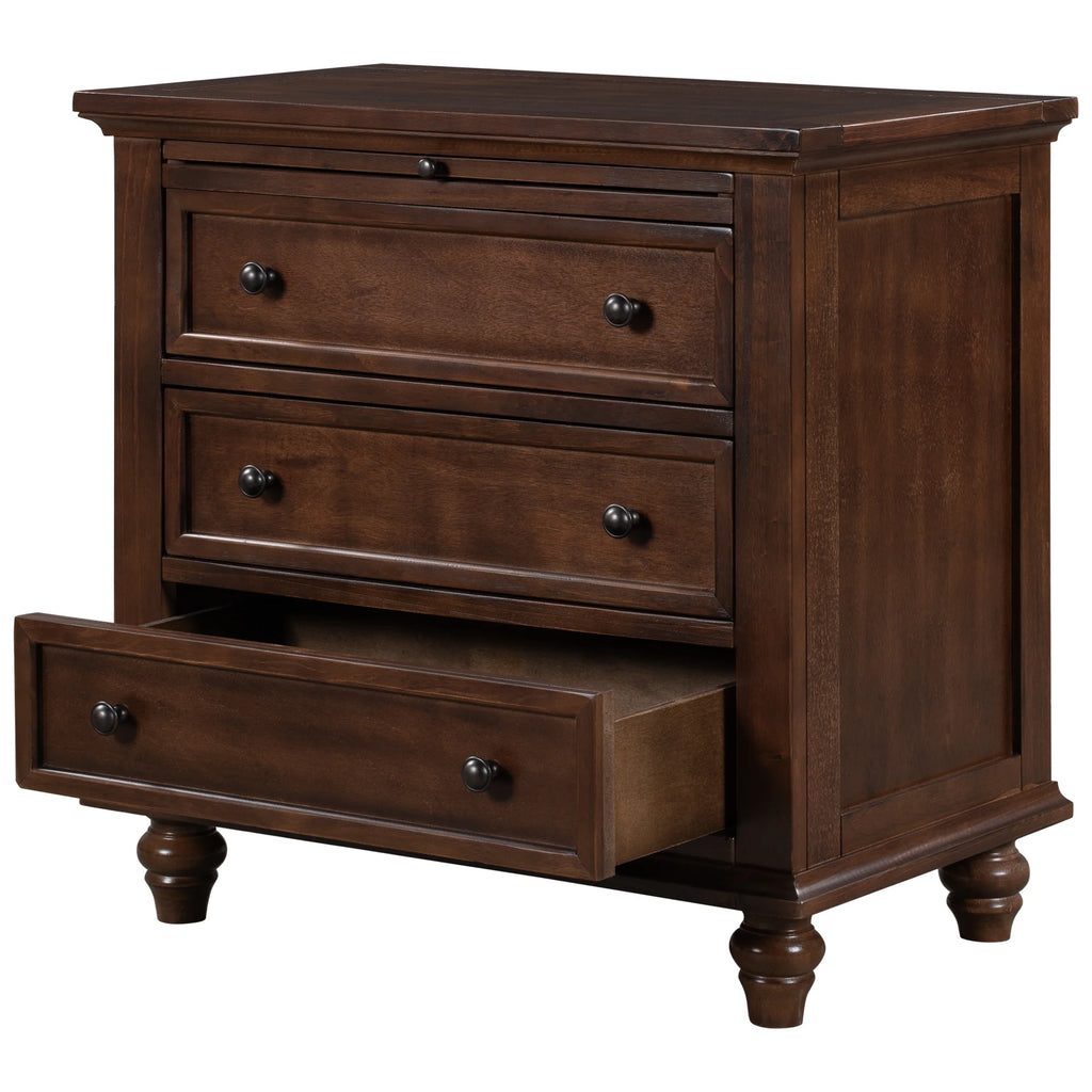 EUROCO 28 Larger Solid Wood 3-Drawer Side Table Nightstand, End Table with Pull out Tray for Bedroom, Living Room, Hallway, Entryway,White