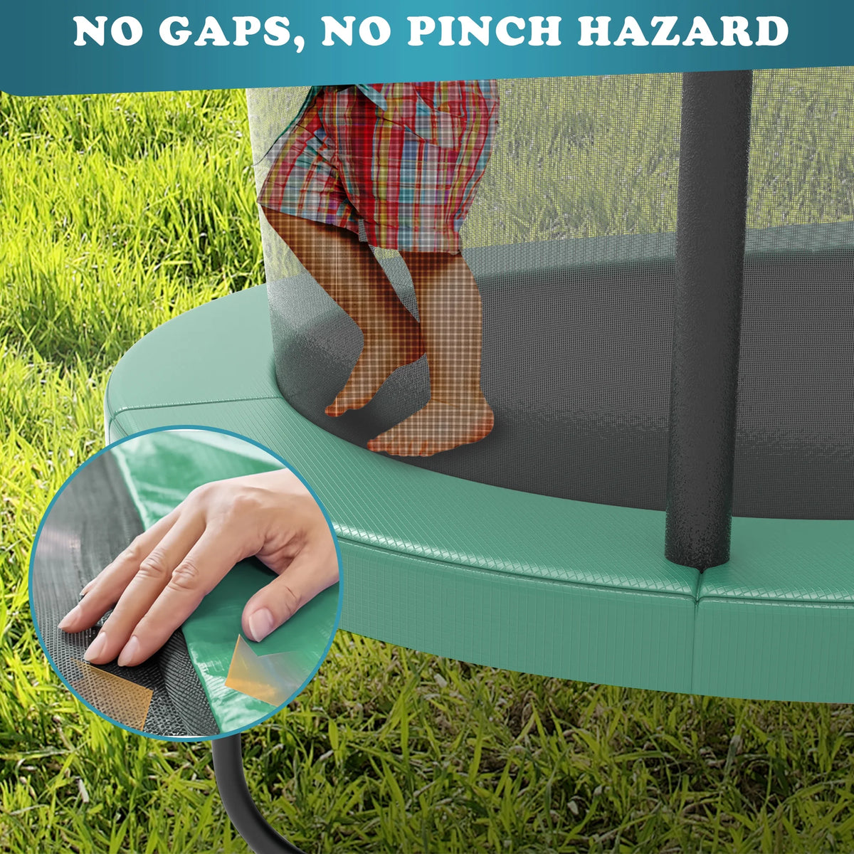 Seizeen 6FT Trampoline for Kids, 3-IN-1 Rectangular Outdoor/Indoor Trampoline with Enclosure, Basketball Hoop, Swing