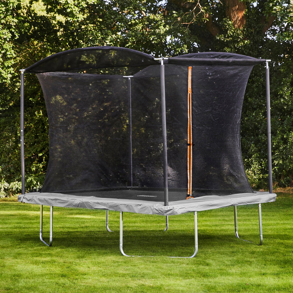 Sportspower Bounce Pro 6x8’ Rectangular Trampoline for Kids 6+ with Safety-Enclosure in Gray and Orange