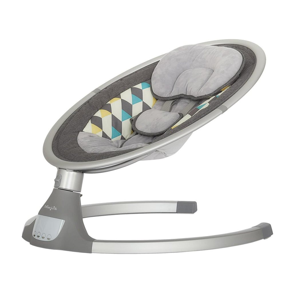 Dream On Me Zazu Baby Swing. Baby Swing for Infant. 5 - Swinging Speed. Two Attached Toys. Bluetooth Enabled and Remote Control. Grey and Blue