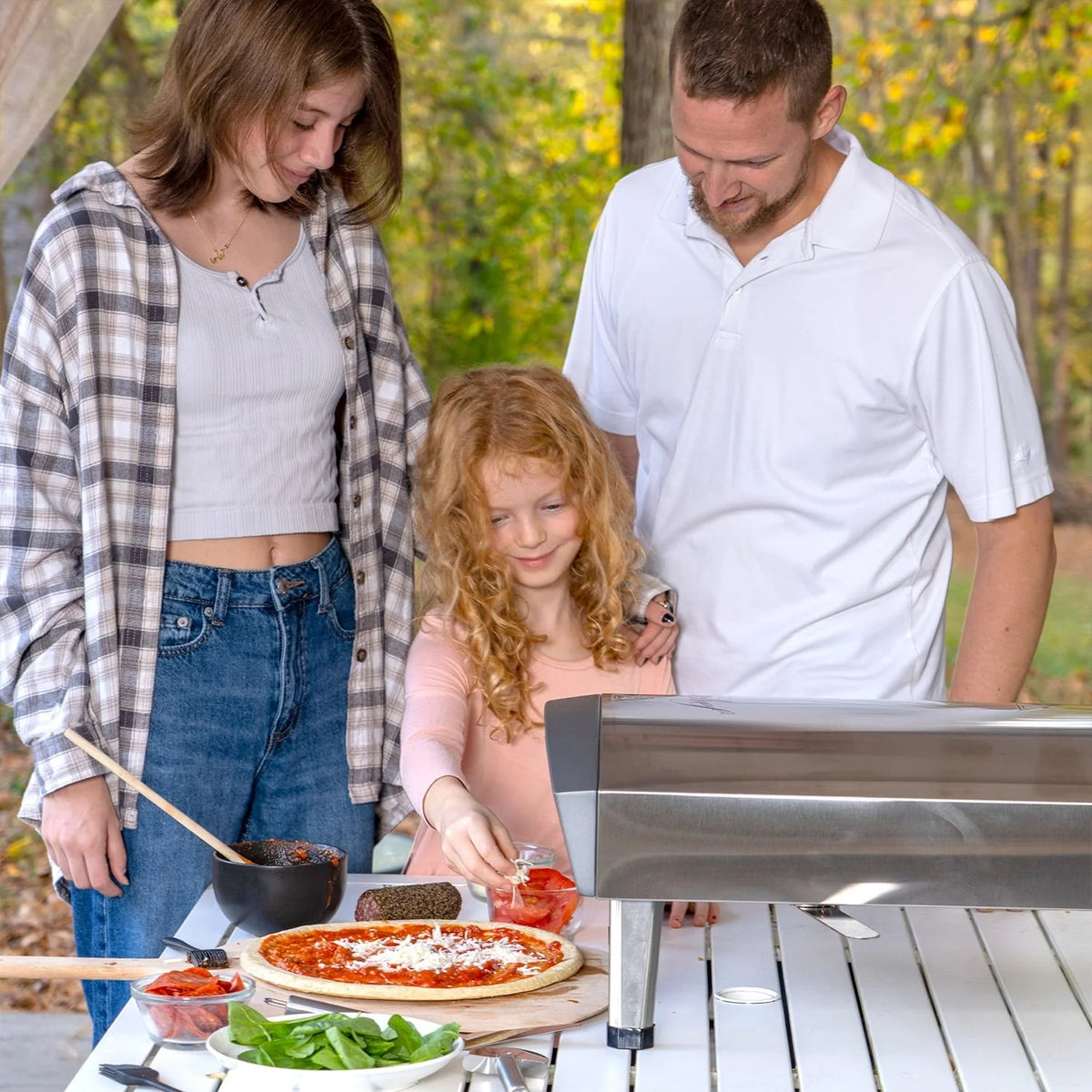 Deco Chef Outdoor Gas Pizza Oven, Portable Collapsable Design, Hassle-Free Self-Rotating Baking Stone, Accessories, Stainless Steel