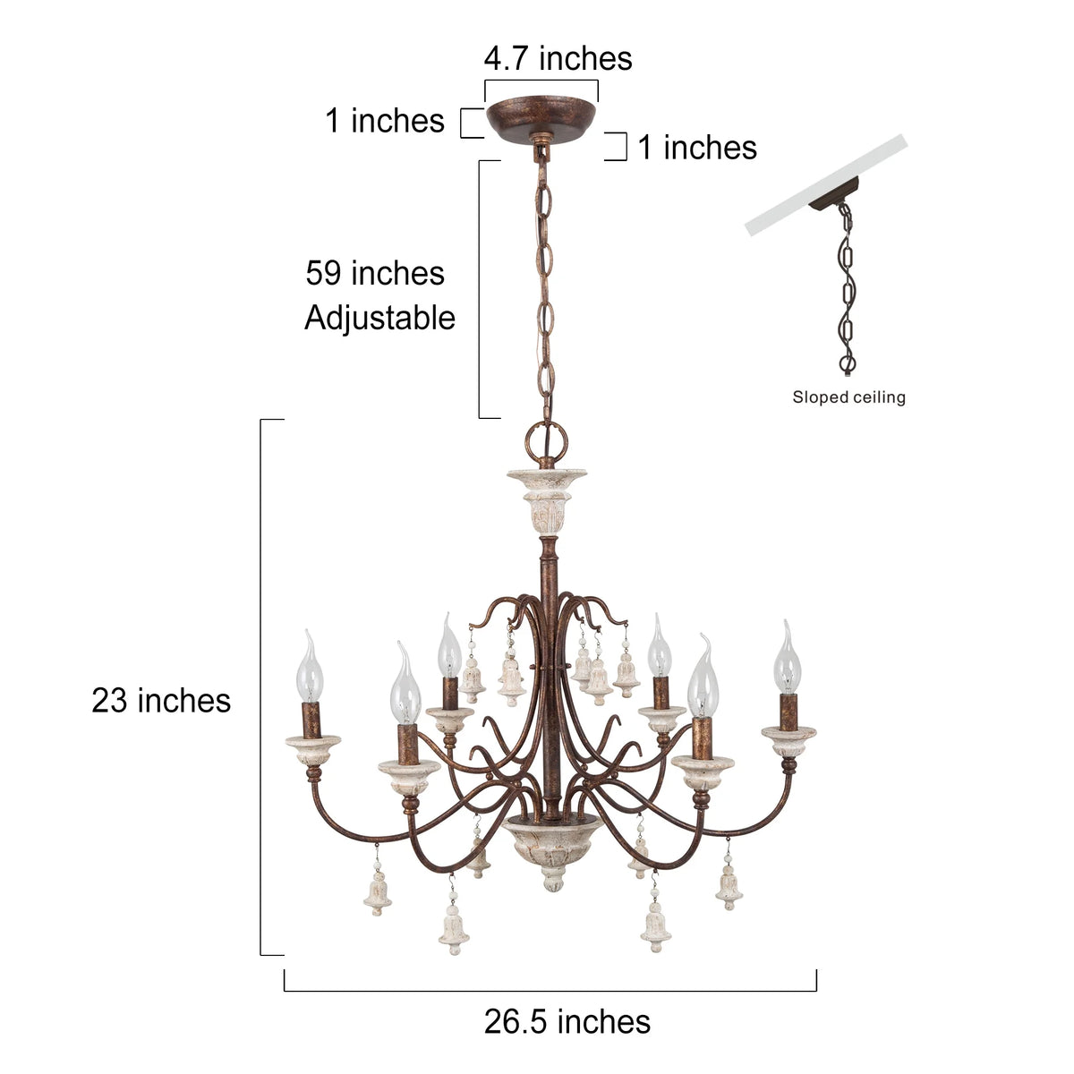 LNC Royal 6-Light Distressed Bronze French Country/Cottage Led Chandelier