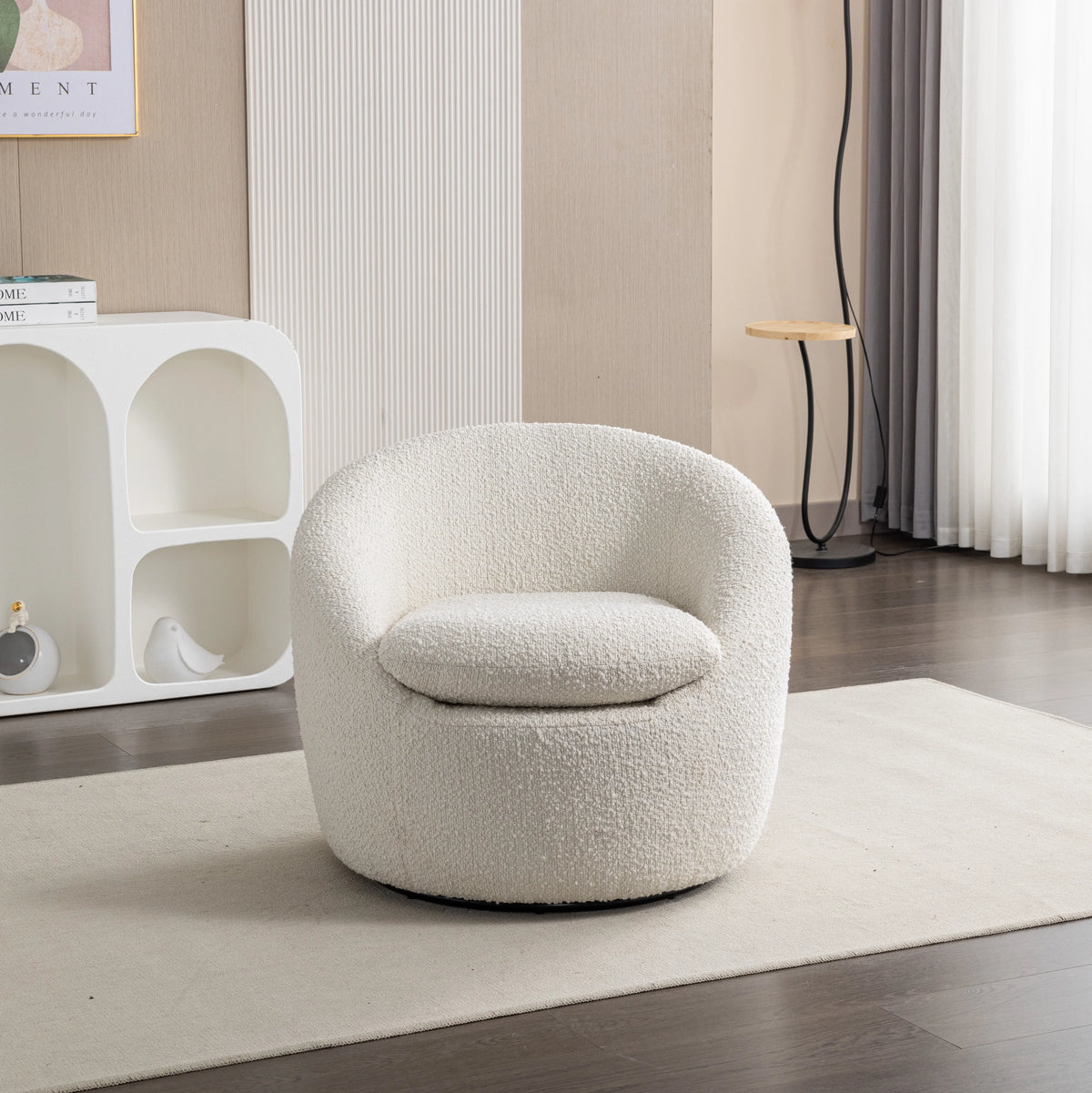 Roundhill Furniture Winnie Modern Barrel Chair, 360 Swivel