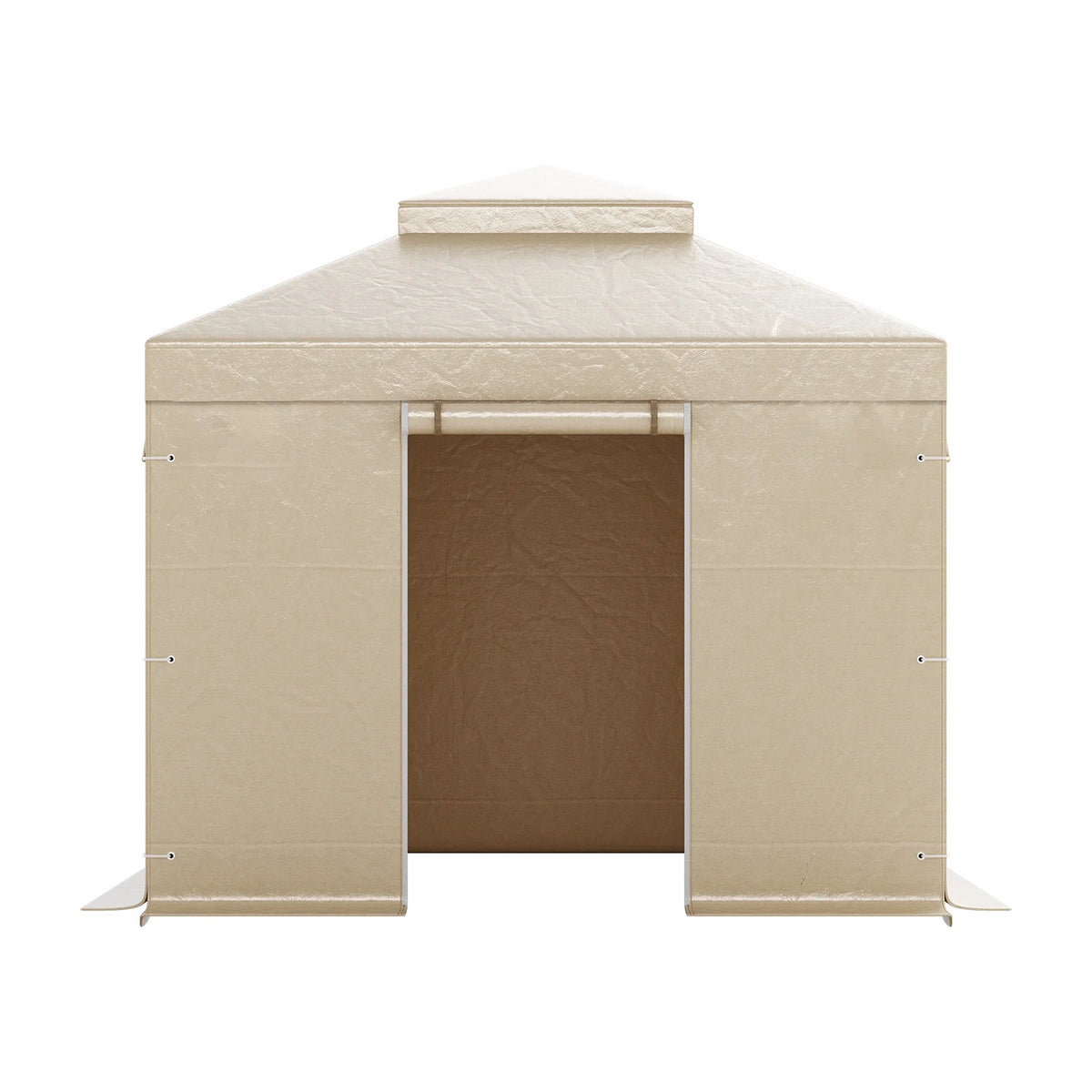 KFFKFF Winter Gazebo Cover for 10 x 10 ft Hardtop Gazebos, All-Weather Double-Tiered Cover with Sidewalls & Mesh Windows, Durable PE Enclosure for Outdoor Shelters, Gazebo Frame Not Included