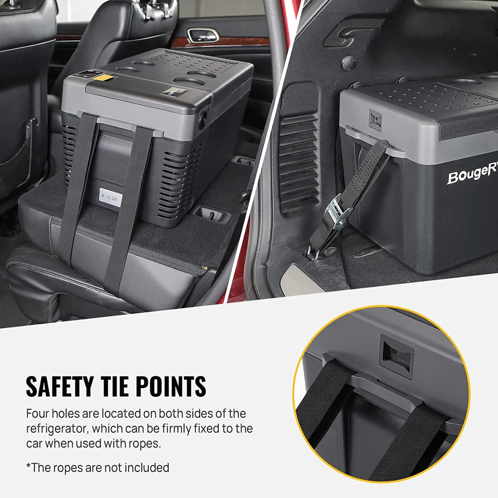 BougeRV Portable Car Refrigerator CRPRO 21 Qt, 12 Volt Fridge Compressor Freezer with -8 ~50 Cooling Range, 12V/24 DC & 110-240 AC for RV Truck Vehicle Boat Outdoor & Home Use Black