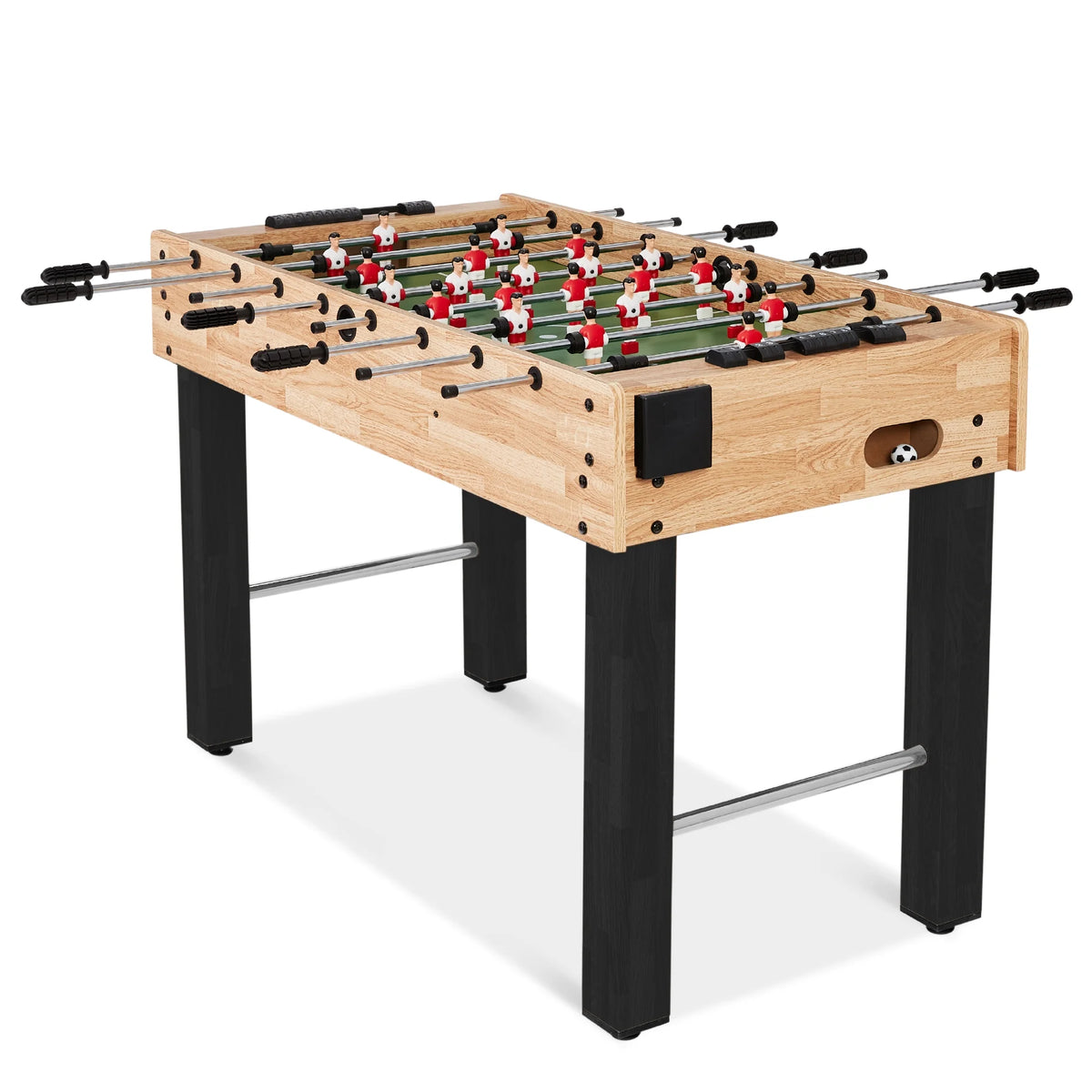 Best Choice Products 48in Competition Sized Foosball Table for Home, Game Room w/ 2 Balls, 2 Cup Holders - Light Brown