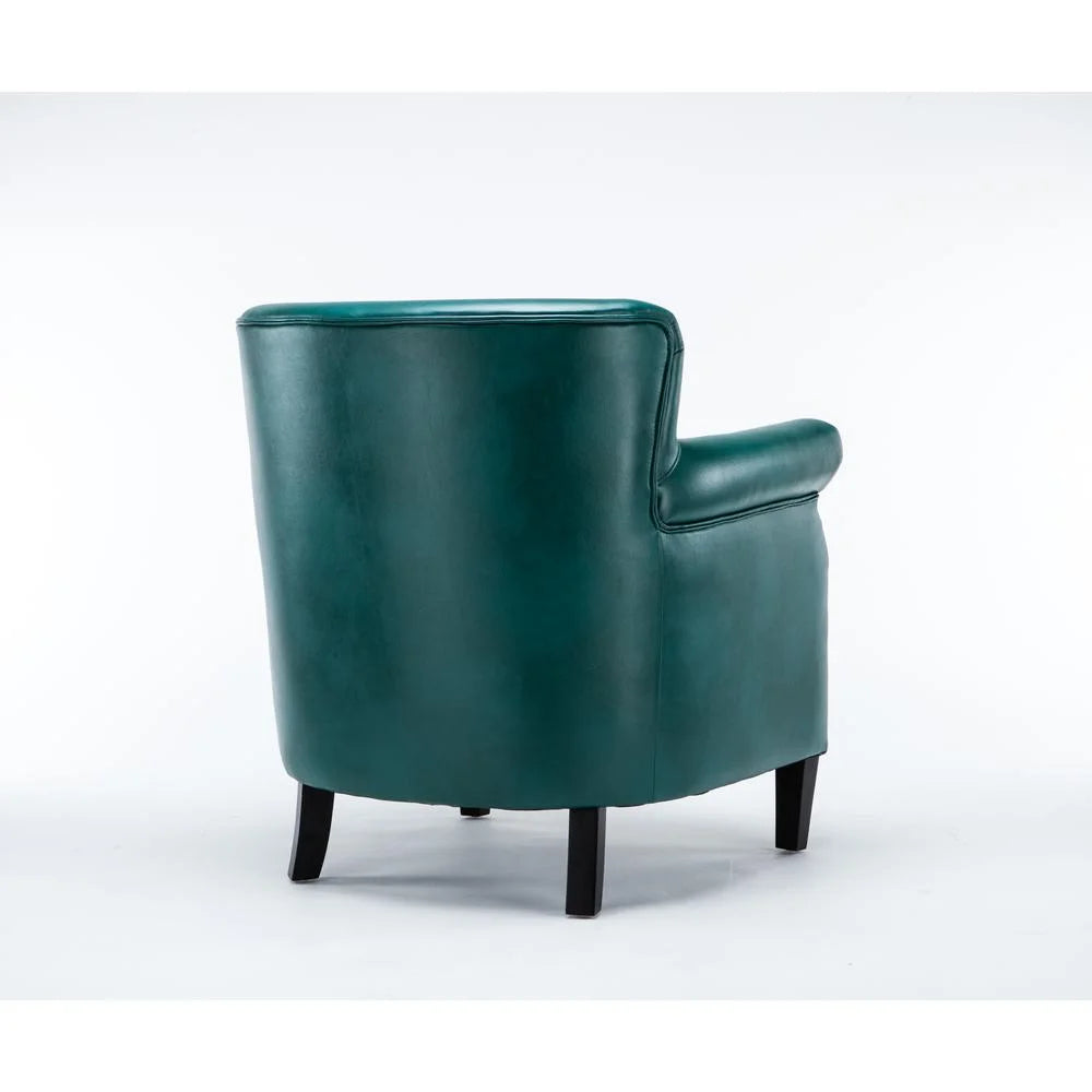 Comfort Pointe Holly Navy Blue Faux Leather Club Chair with Nail Head Trim
