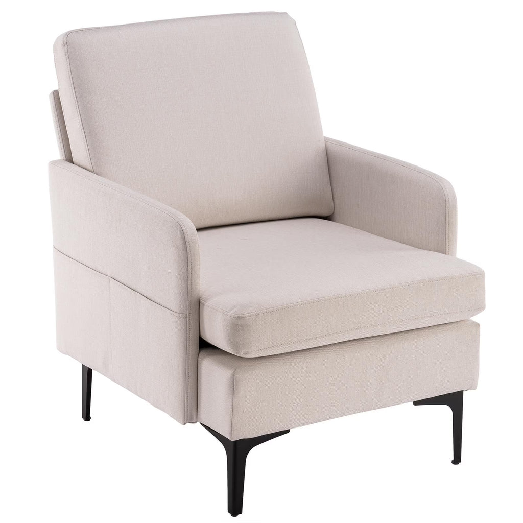 Ktaxon Fabric Accent Chair, Reading Armchair with Removable Cushion, Single Sofa with Extra Seat Depth for Living Room Bedroom Black