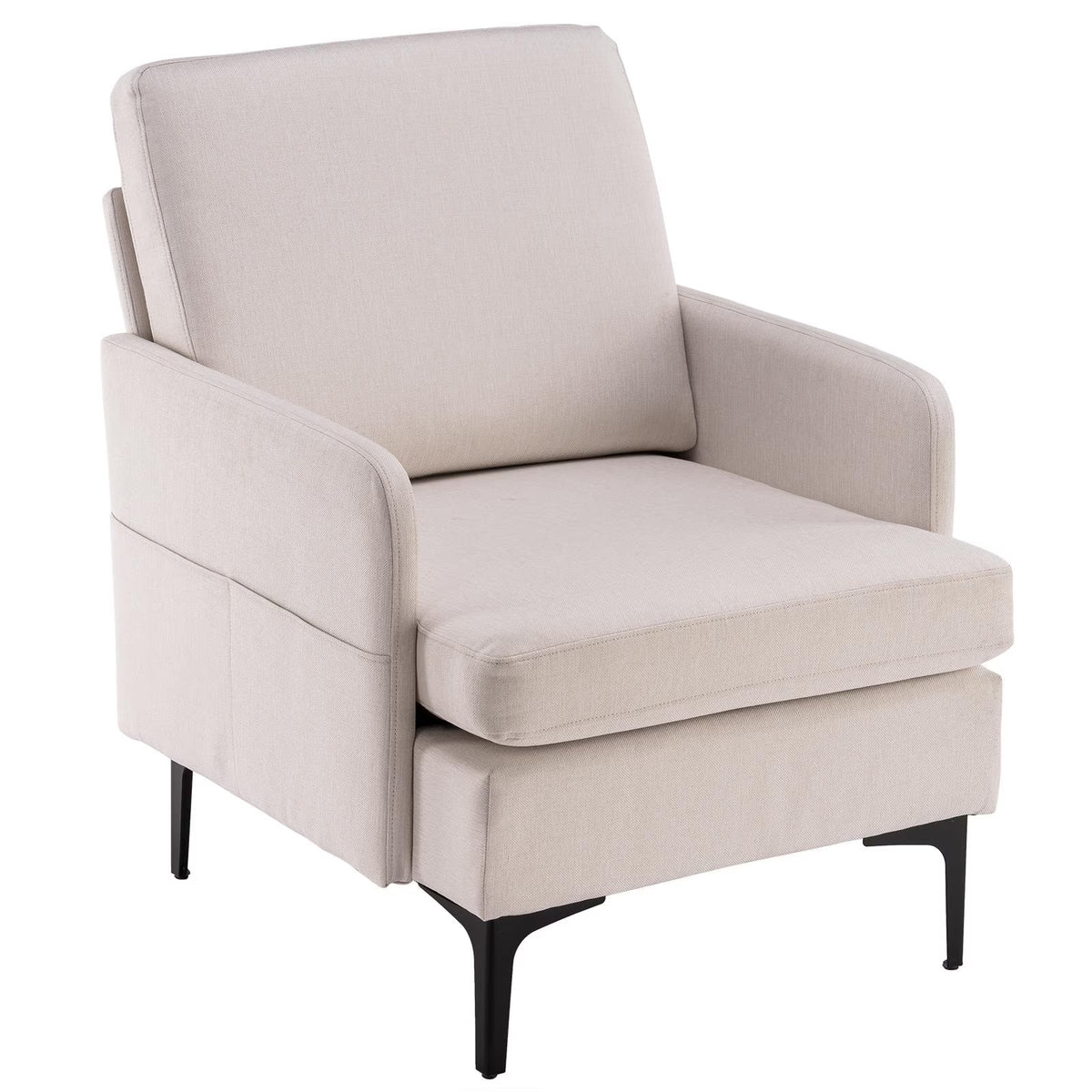 Ktaxon Fabric Accent Chair, Reading Armchair with Removable Cushion, Single Sofa with Extra Seat Depth for Living Room Bedroom Black