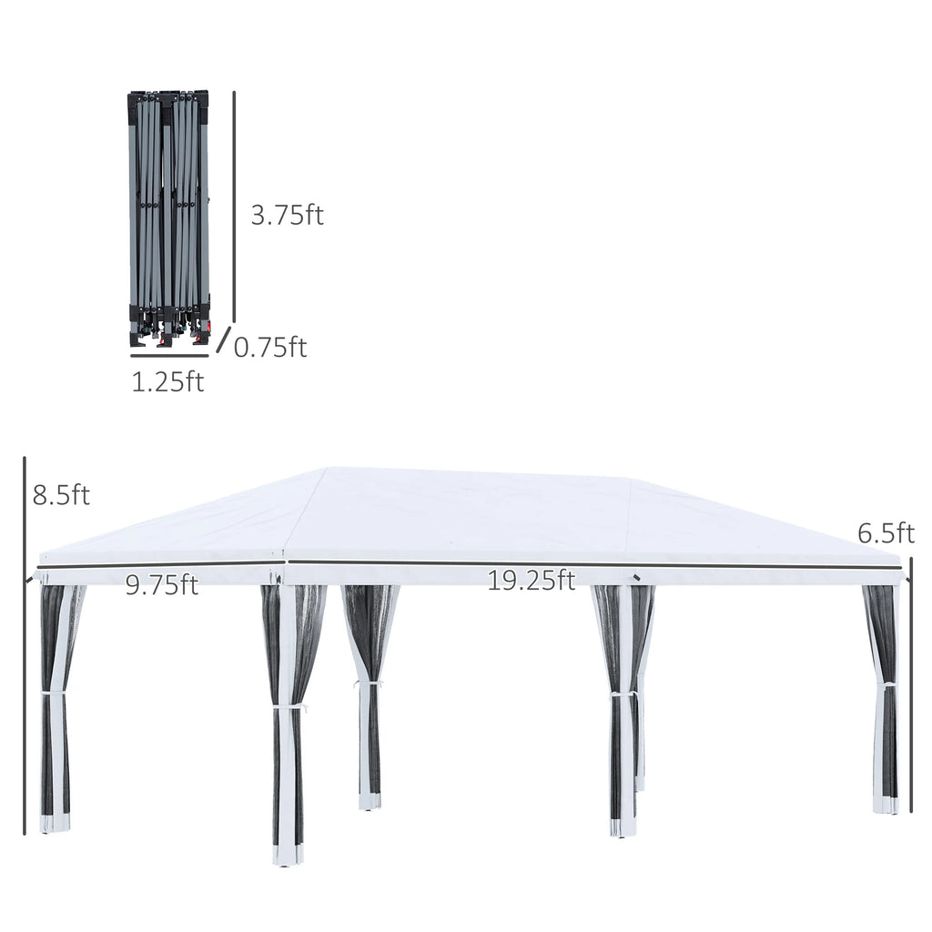 10' x 20' Pop Up Canopy Tent with Netting Heavy Duty Instant Sun Shelter Large Tents for Parties with Carry Bag for Outdoor Garden Patio