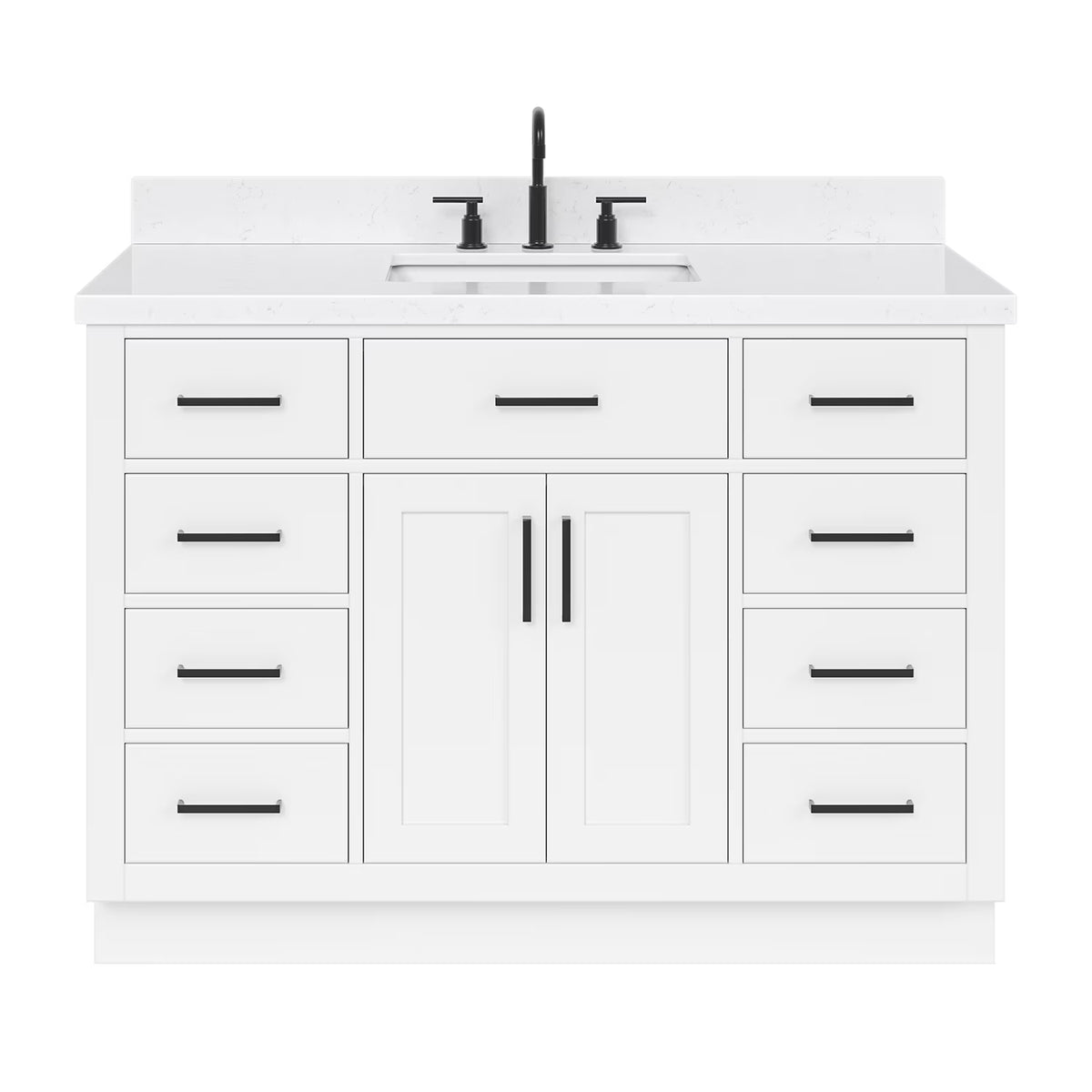 ARIEL Hepburn 48 Inch Rectangle Sink Bathroom Vanity With Carrara White Quartz Countertop 1.5 Edge In Grey