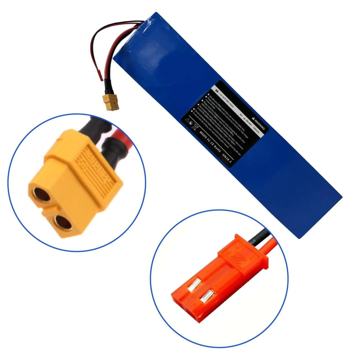 36V 7800mAh Electric Scooter Battery Compatible with Hover-1 Journey Electric Scooter, High Capacity Rechargeable Li-ion Battery, Size: 11.41 x 2.75 x 1.37 inch