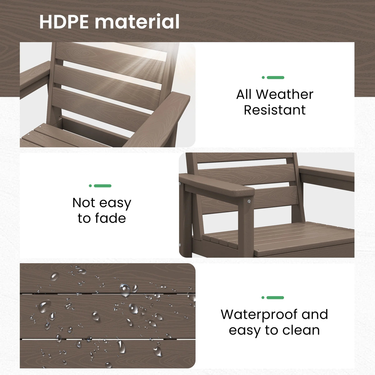 SERWALL Outdoor HDPE Dining Table Set, 7-Piece Outdoor Dining Table Sets with Umbrella Hole, Grey