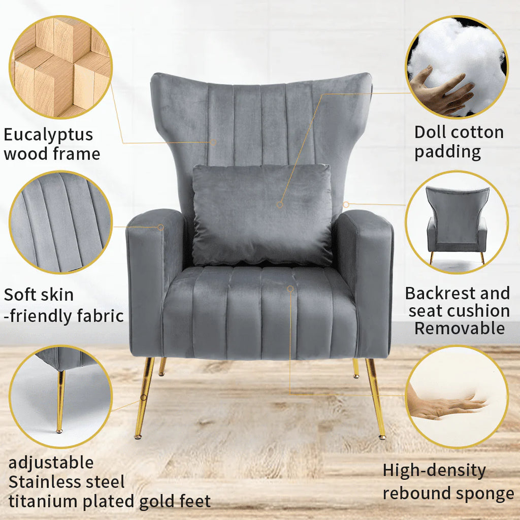 Accent Chair,Velvet Chair Room Chair Furniture for Living Room Comfy Chair for Bedroom Reading Chair Sofa Set Armchair