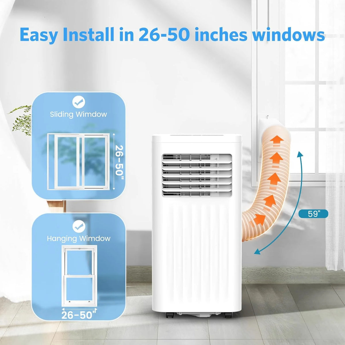 Portable Air Conditioners with cooling/dehumidification/fan/sleep mode,4-IN-1 Portable AC with 24H Timer & Remote Control & Window Kit,8000 BTU