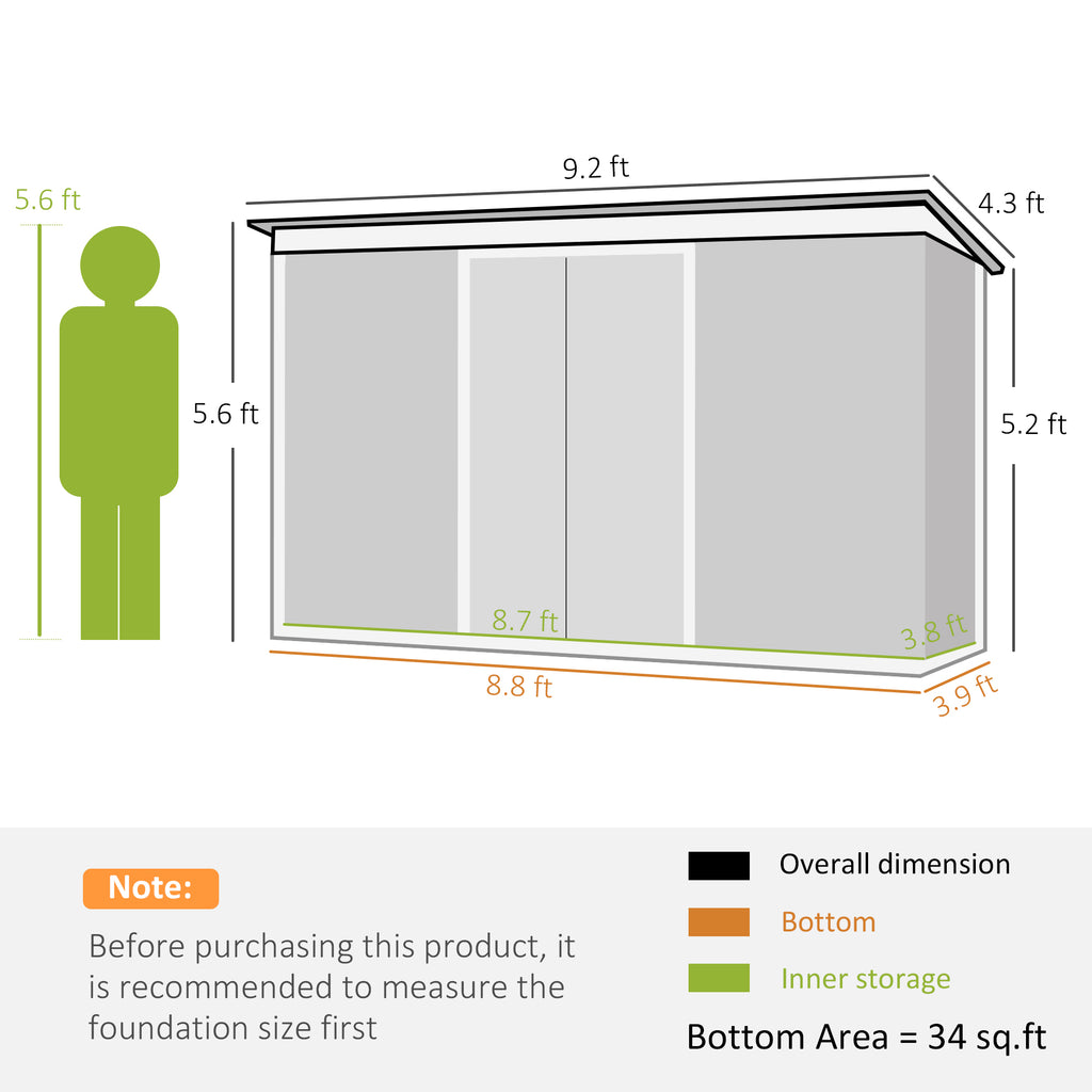 Outsunny Metal Outdoor Storage Shed with Lockable Doors, 3.3' x 3.4', Brown