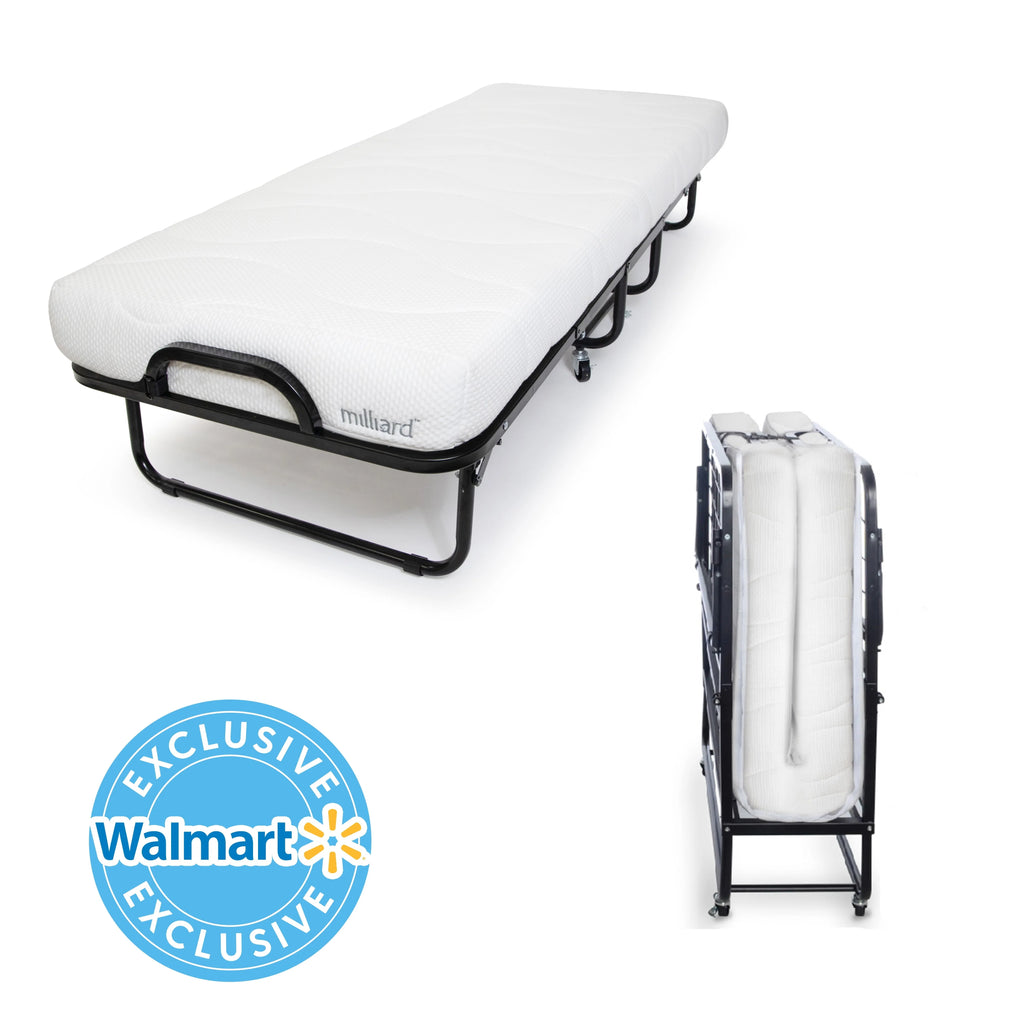 Milliard Diplomat Folding Bed Cot Size - with Luxurious Memory Foam Mattress and a Super Strong Sturdy Frame 75 x 31