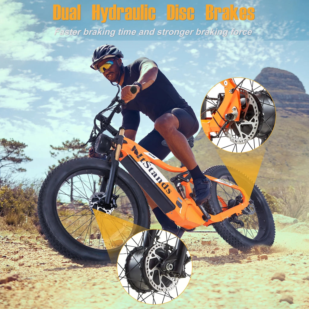 Dual Motors AWD 2000W Electric Bike for Adult 26'', UL2849 48V 30AH Removable Battery E-mountain bike 4.0 Fat Tire up to 35MPH&120Miles Long Range Off-road Ebike Beach Dual Hydraulic&Brakes E-Bicycle