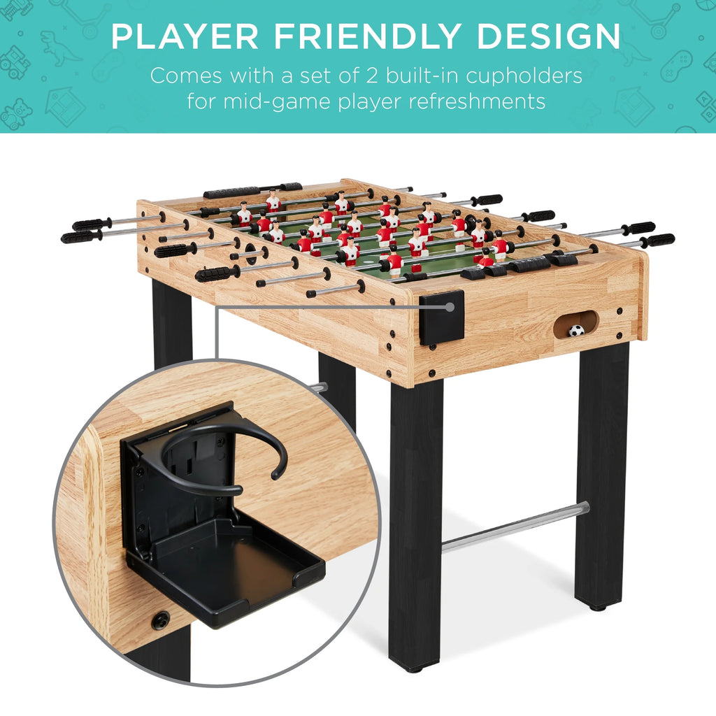 Best Choice Products 48in Competition Sized Foosball Table for Home, Game Room w/ 2 Balls, 2 Cup Holders - Light Brown