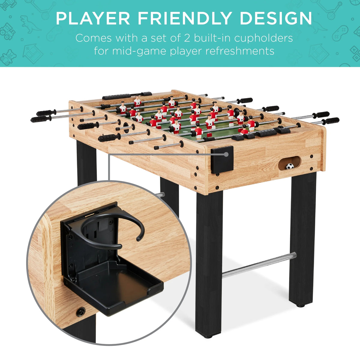 Best Choice Products 48in Competition Sized Foosball Table for Home, Game Room w/ 2 Balls, 2 Cup Holders - Light Brown