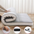NAIZEA Japanese Floor Mattress, Extra Thick Memory Foam Futon Mattress, Foldable Roll Up Sleeping Pad with Bandage and Storage Bag, Queen, Gray