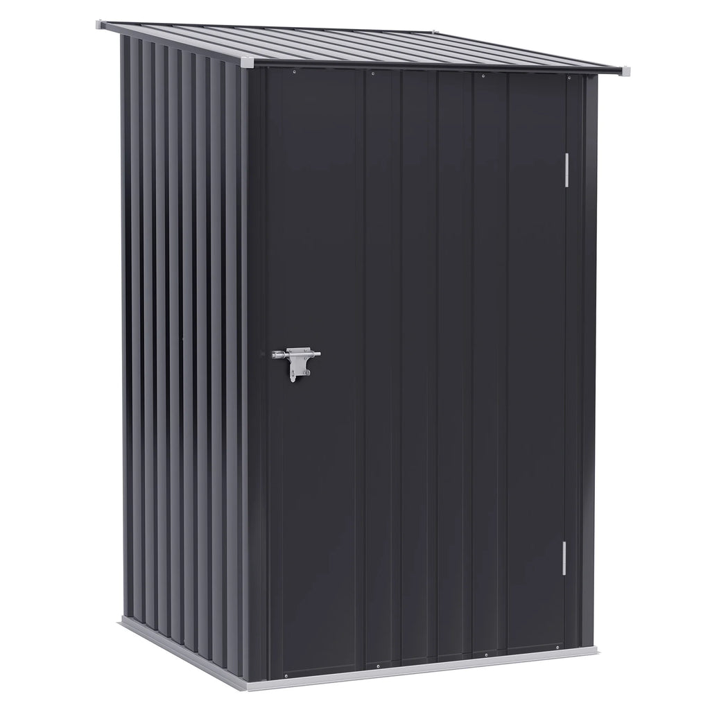 Outsunny Metal Outdoor Storage Shed with Lockable Doors, 3.3' x 3.4', Brown