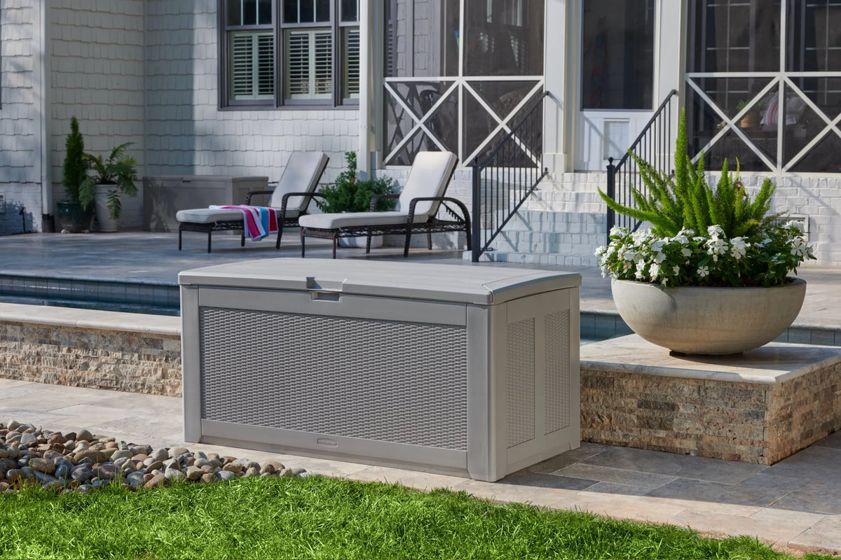 Rubbermaid Deck Box, Extra Large, 134 Gallon, Light Grey