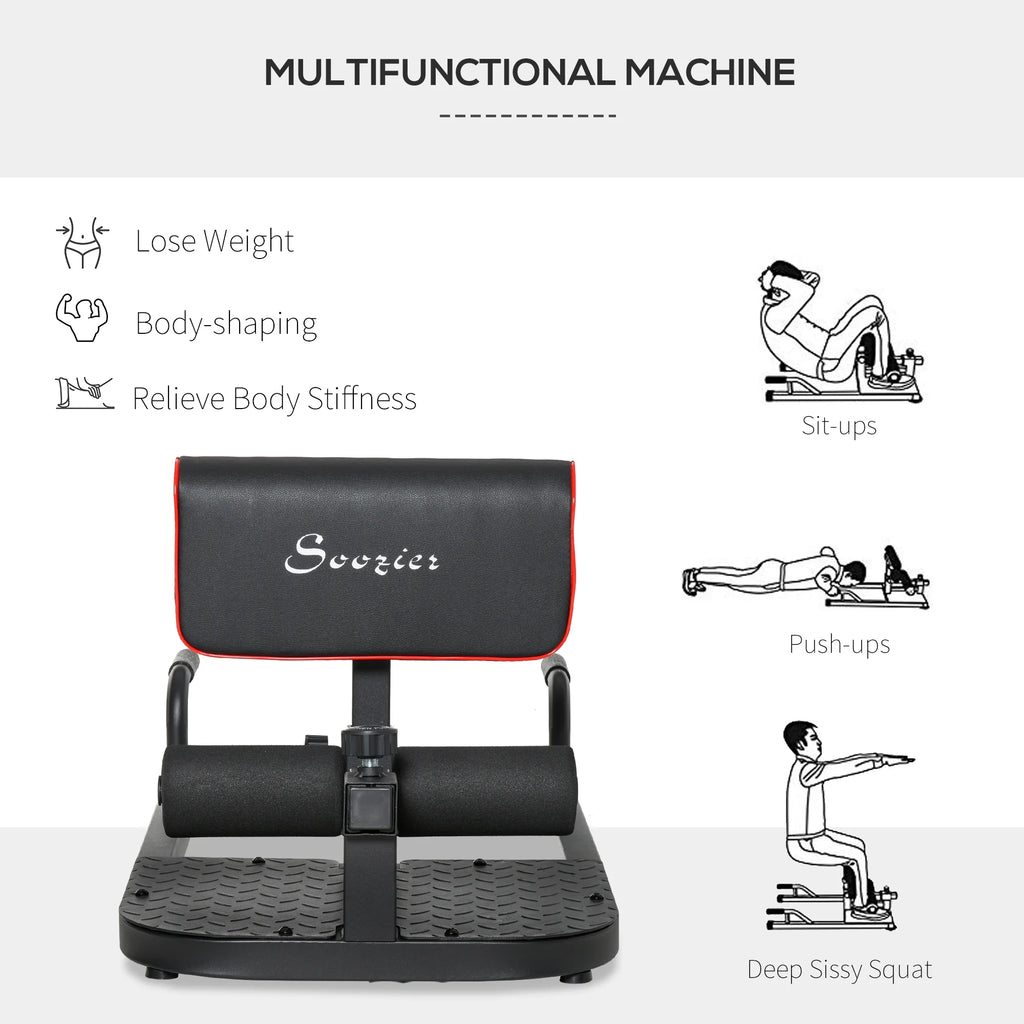 Soozier 3 in 1 Padded Leg Exerciser Push Up Sit Up Squat Machine Home Gym Fitness Equipment Yellow