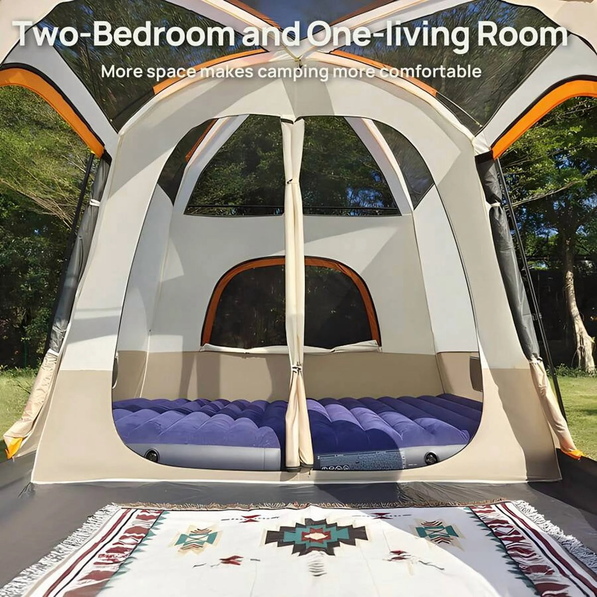 Senmeo 4-6 Person Camping Tent, Waterproof Easy Setup Tents For Camping With Sun Protection & Mosquito Net, Tent Lightweight And Spacious For Outdoor Camping, Hiking & Beach Trips