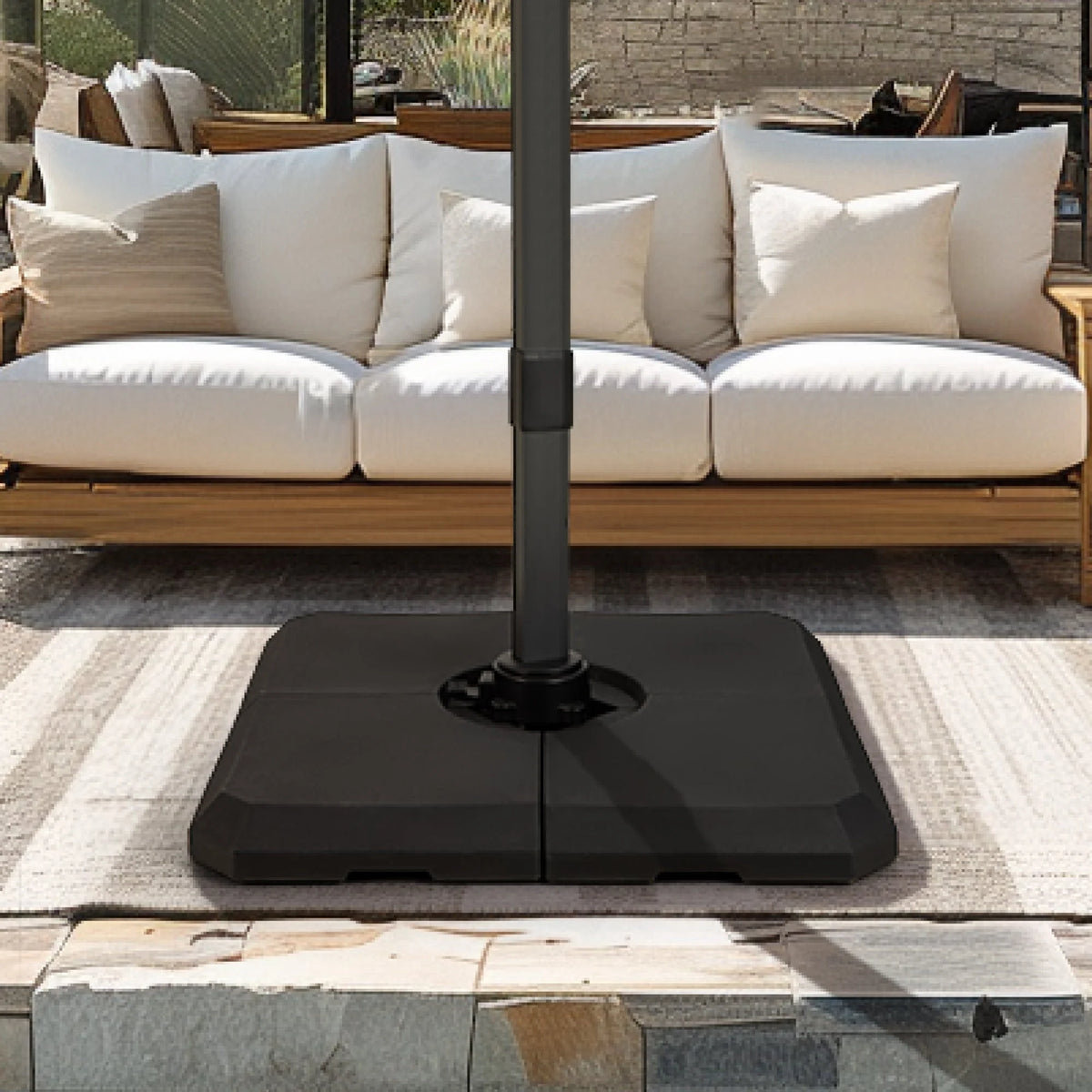 Alpha Joy 12x9ft Outdoor Patio Umbrella Large Rectangle Offset Cantilever Double Umbrella with 360°Rotation, Beige