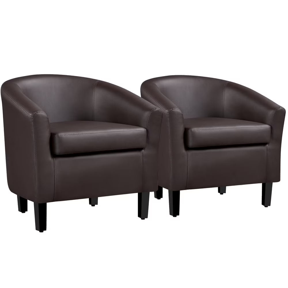 Yaheetech Faux Leather Accent Arm Chair For Living Room, Black
