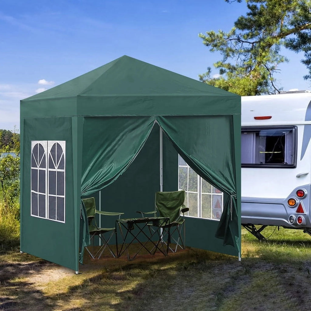 Clipop Portable 10x10ft Pop Up Gazebo, Instant Canopy Waterproof Anti-UV Shelter with 4 Side Panels & Carry Bag,Blue