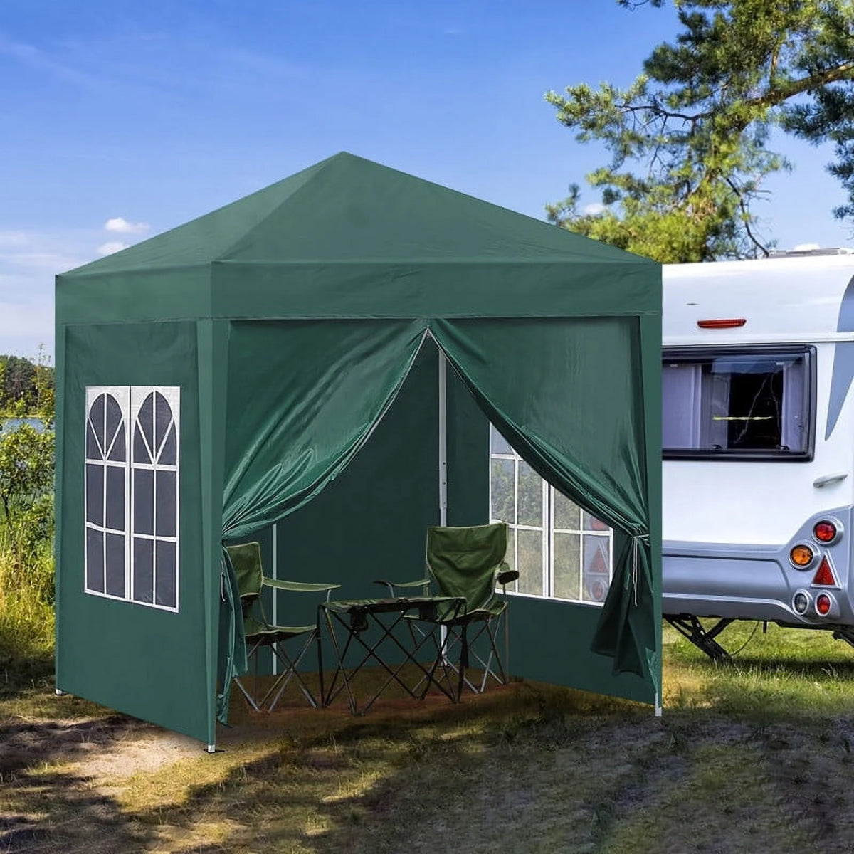 Clipop Portable 10x10ft Pop Up Gazebo, Instant Canopy Waterproof Anti-UV Shelter with 4 Side Panels & Carry Bag,Blue